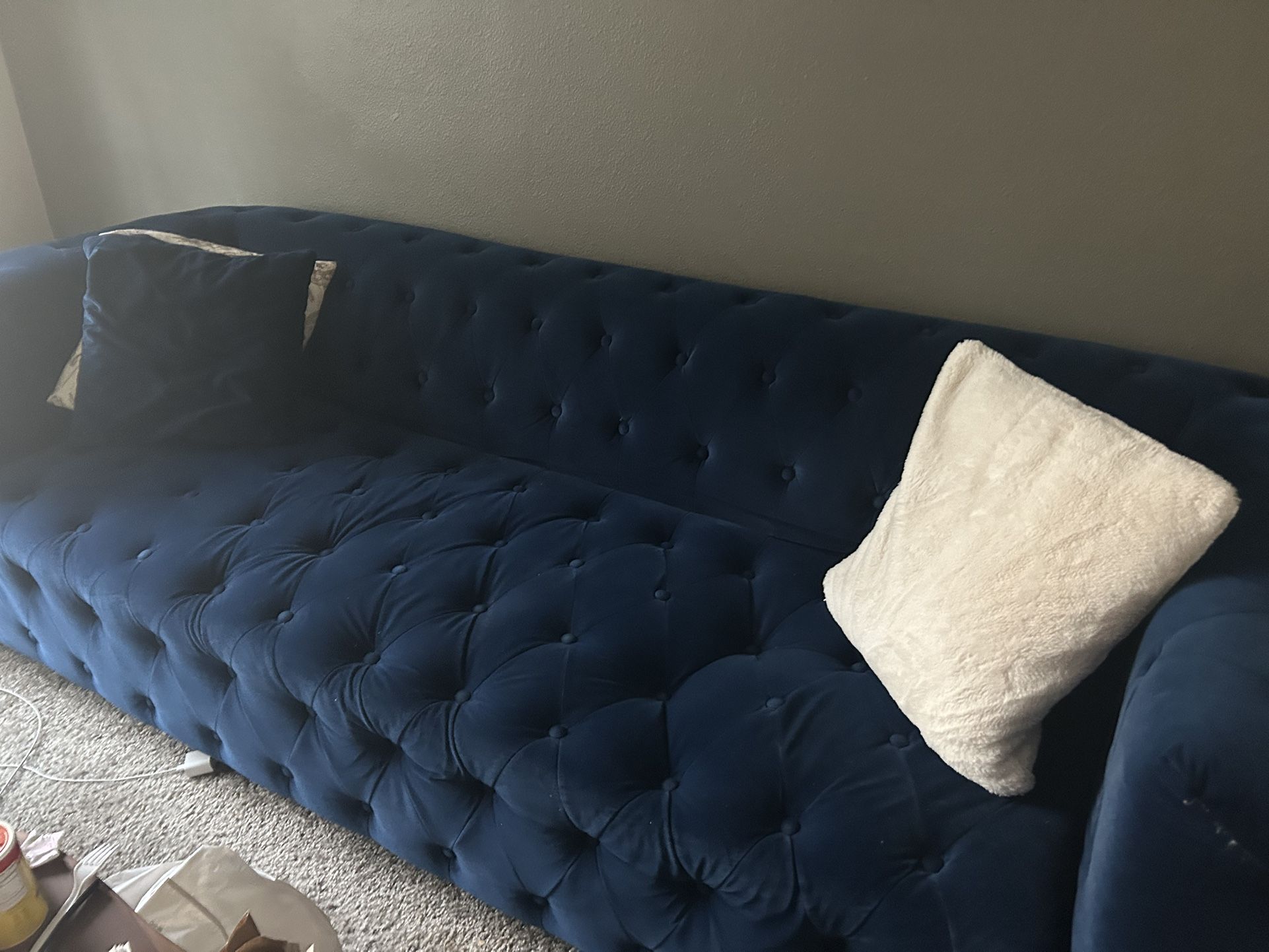 Blue Velvet Chesterfield Couch