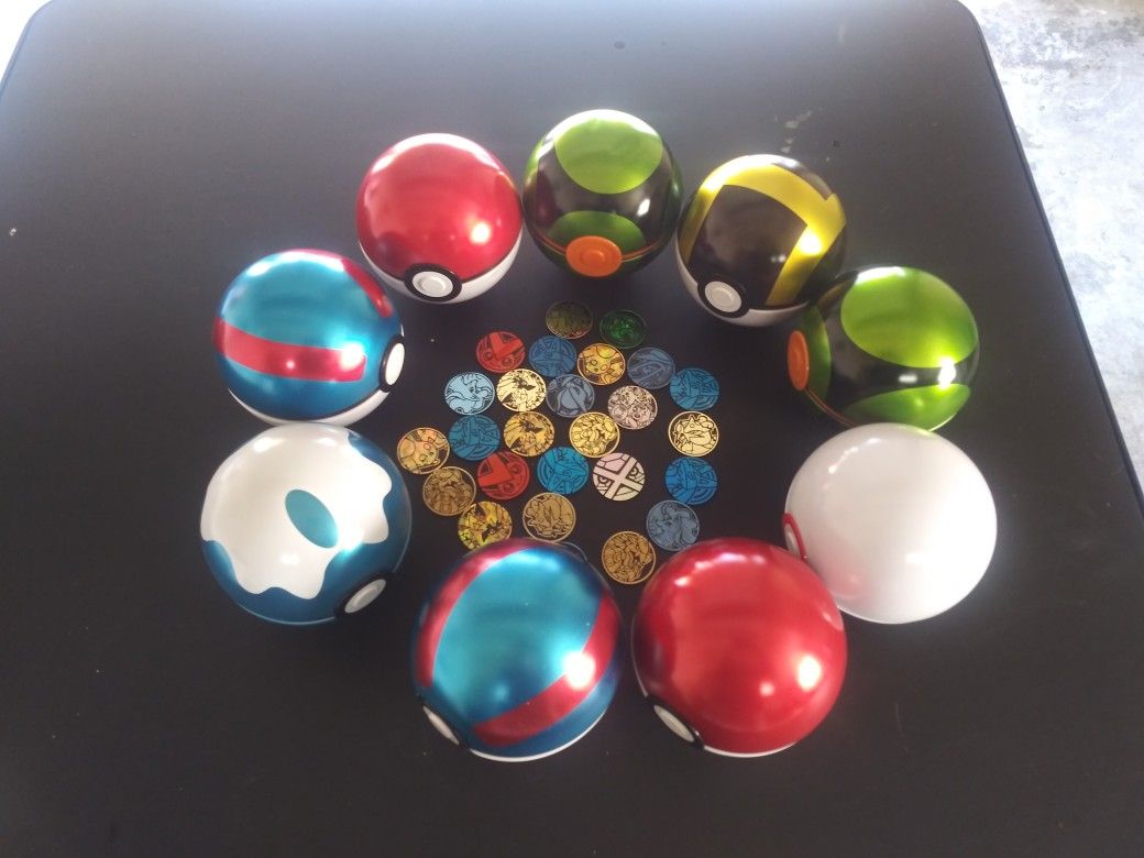 9 Empty Pokemon Pokeball Tins Coins