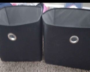 Set Of 2 Black Fabric Storage Bins
