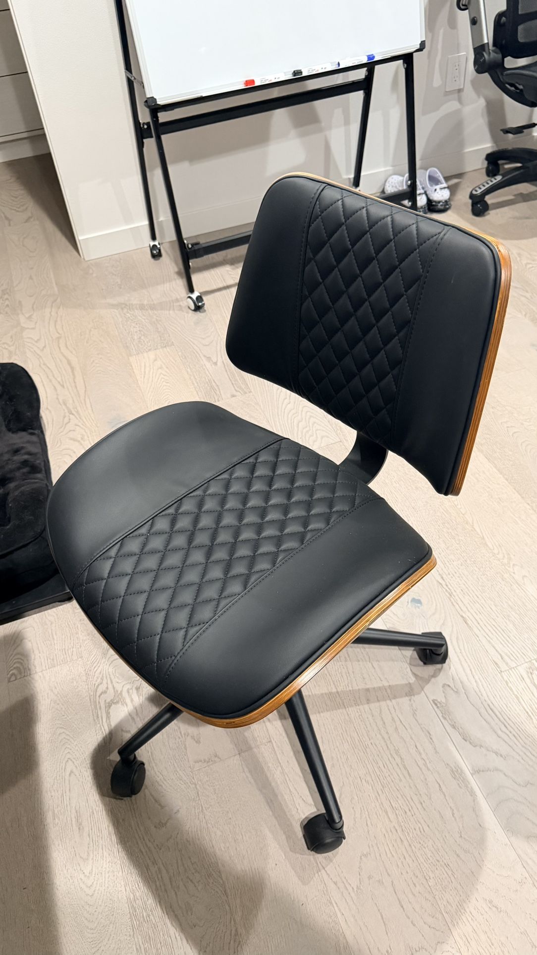 Modern Walnut + Leather Office Chair