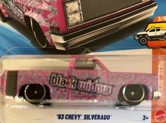 Hot Wheels 83 Chevy Silverado pink black widow