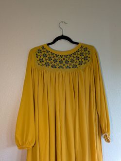 mustard yellow embroidered smock dress Brand New 🆕