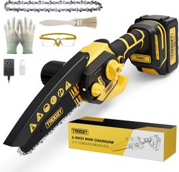 6" Mini Cordless Chainsaw – 21V Battery Powered Brushless Electric Tree Trimmer for Pruning & Cutting