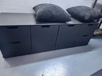 Black Low Dresser with Multiple Drawers