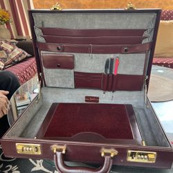 Vintage West Germany Mahogany Leather Attache Briefcase Cagiva Lock And Note Book 
