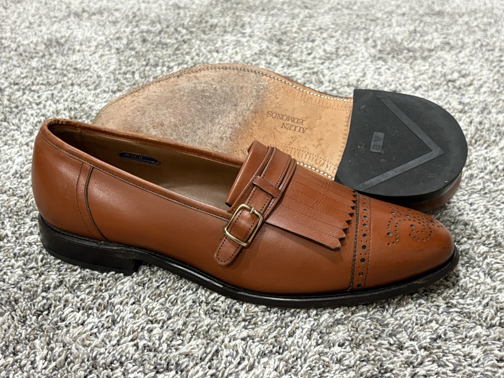 Men's ALLEN EDMONDS 'Montague' Brown Leather Loafers Size US 10 - D