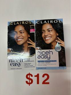 Clairol Nice'n Easy Permanent Hair Color – 2 Black (2 Boxes)