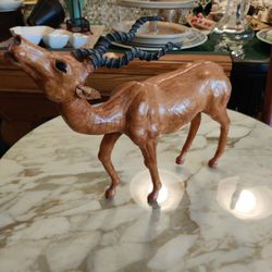 BOHO LEATHER GAZELLE SCULPTURE 
