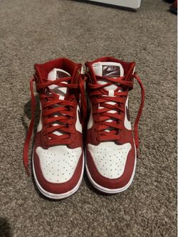 Red high top Nike dunks