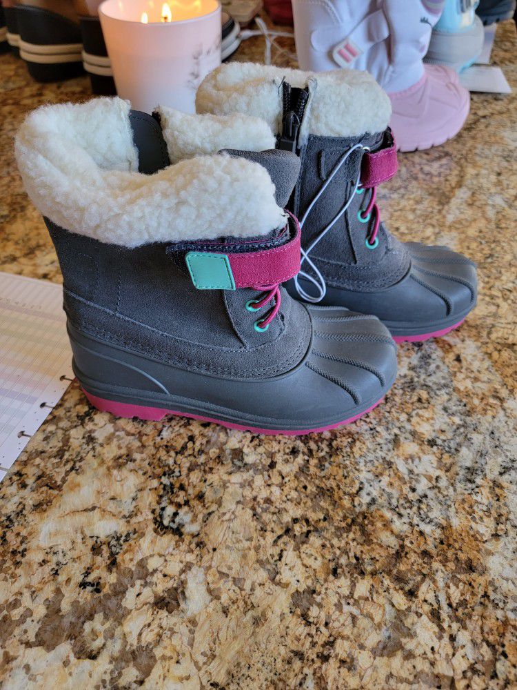 Gray & Pink Girls Winter/Snow Boots