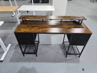 【NEW IN BOX】New 47 inch Computer Desk with 4 Drawers, Gaming Desk with LED Lights & Power Outlets, Home Office Desk with Large Storage Space for Bedro
