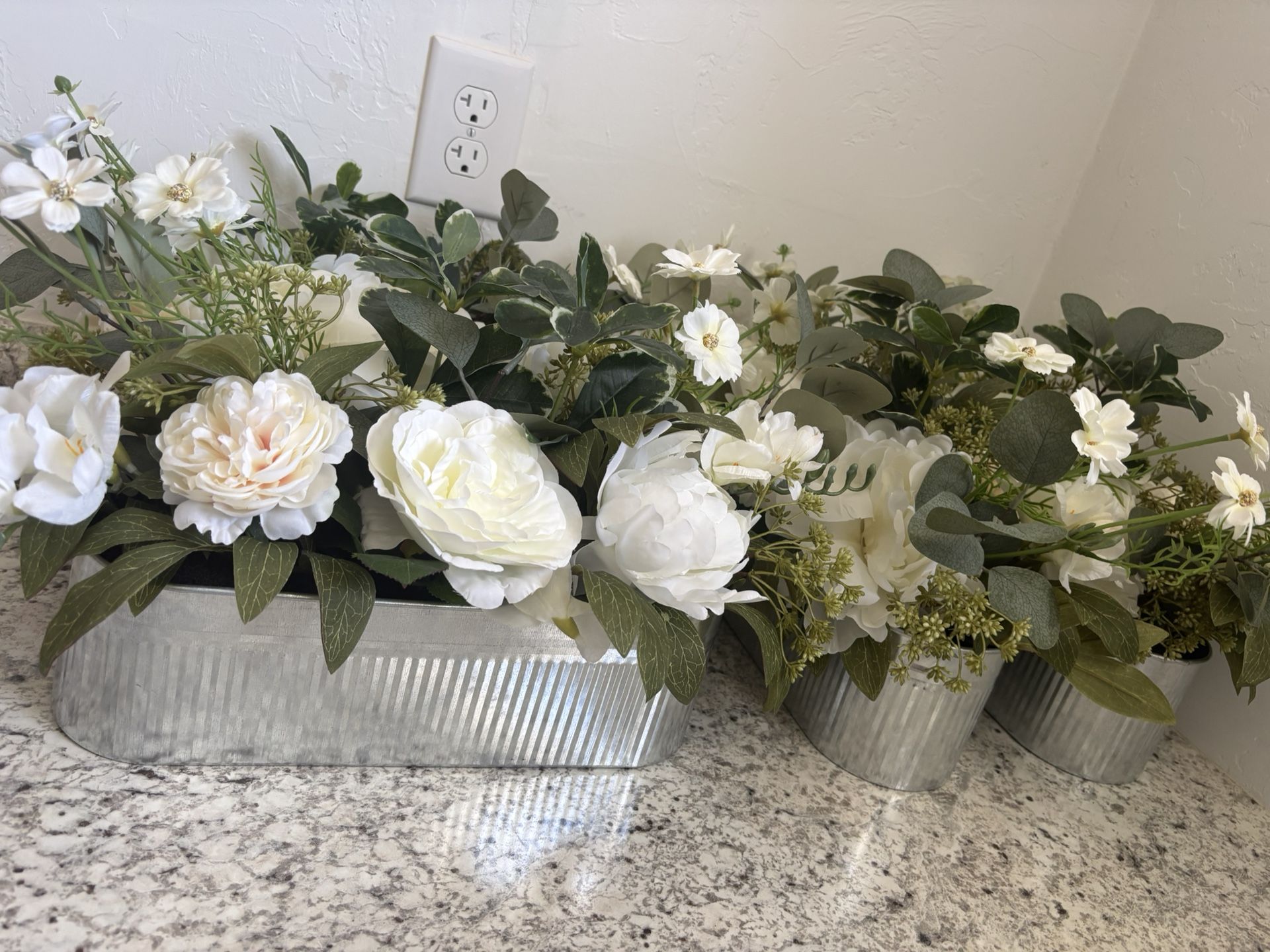 Set of 4 Farmhouse-Style Faux Floral Arrangements