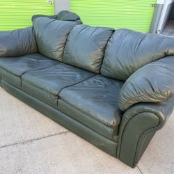 Green real leather couch