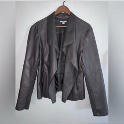 Women's Gray Faux Leather Jacket