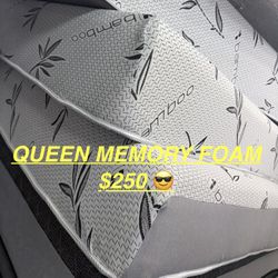 Queen Mattress Memory-foam Bamboo With Box Spring 