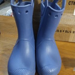 Crocs blue kids rain boots size J1