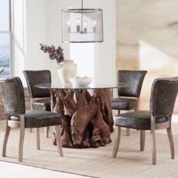 Brand New Natural Teak Dining Table *Choose Glass Top size* 48”-60”