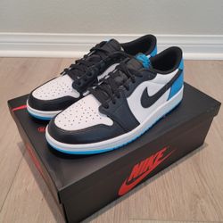 Jordan 1 Low OG Black Dark Powder Blue Mens 8.5