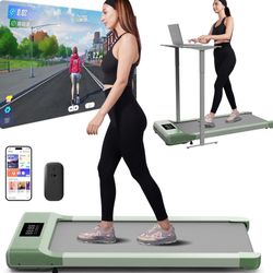 Superun Smart Under Desk Treadmill, Walking Pad with Pitpat APP, Treadmills for Home Office, 2.5HP Portable Treadmills with Remote Control & LED Displ