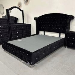 Black Velvet Upholstered Bedroom Furniture Set 🔥 Fast Delivery Only $39 Down Payment 👉 PLEASE ASK FOR JON GREEN WHEN YOU ARRIVE!