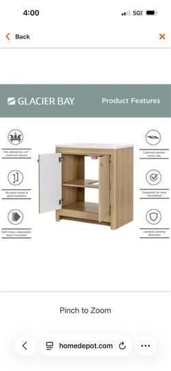 Lapine 31 in. Single Sink Blond Oak Bath Vanity with White Cultured Marble Top
