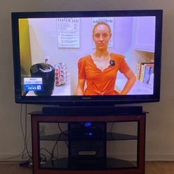 58” Panasonic TV & Glass Stand