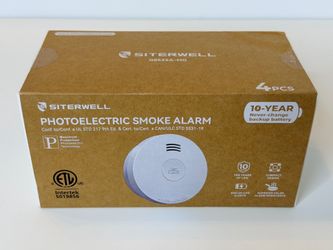 SITERWELL GS525A-MG 4-Pack Smoke Alarm 10 Year Battery UL217 Photoelectric | New, Sealed
