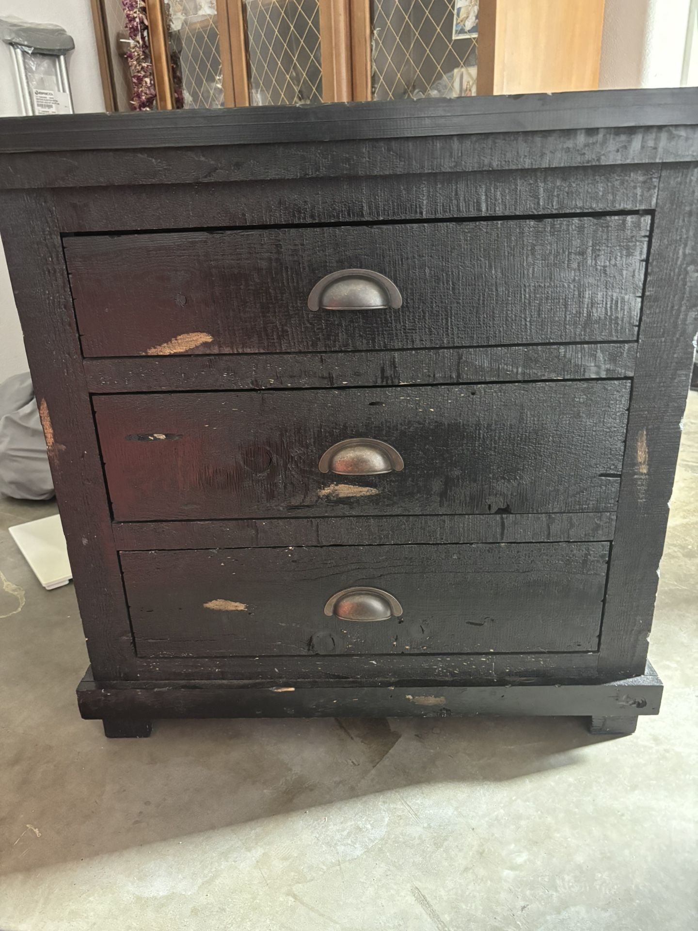 3 Drawer, Black Dresser 