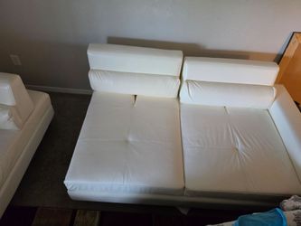White leather sectional