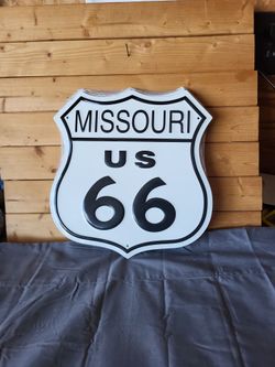 Missouri Route 66 Embossed Metal Sign 12"×12"