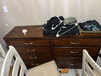 Dark Brown Wood Dresser with 8 Drawers