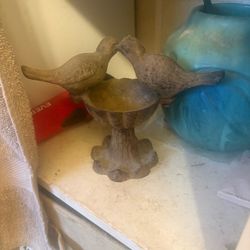 vintage cast iron mini bird bath trinket dish
