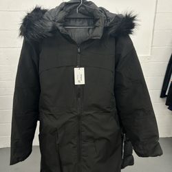 Men’s Black Hooded Fur Puffer Jacket