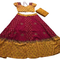 Indian Red And Yellow Dress Chanya Choli