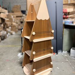 Pine Wood 4 Tier Rotating Kids Bookshelf Tower  $80 