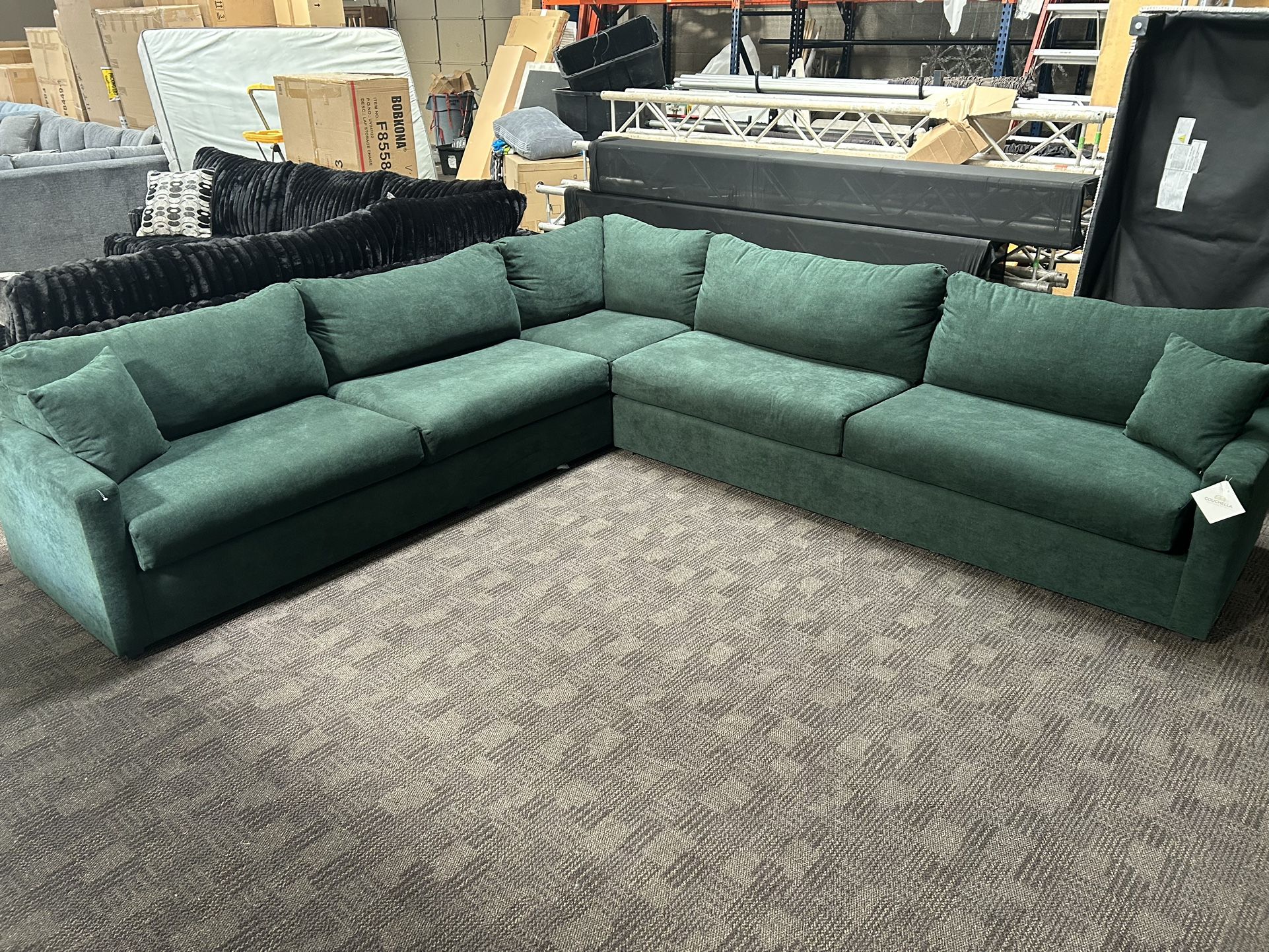 Large Bohemian Green Sectional 
