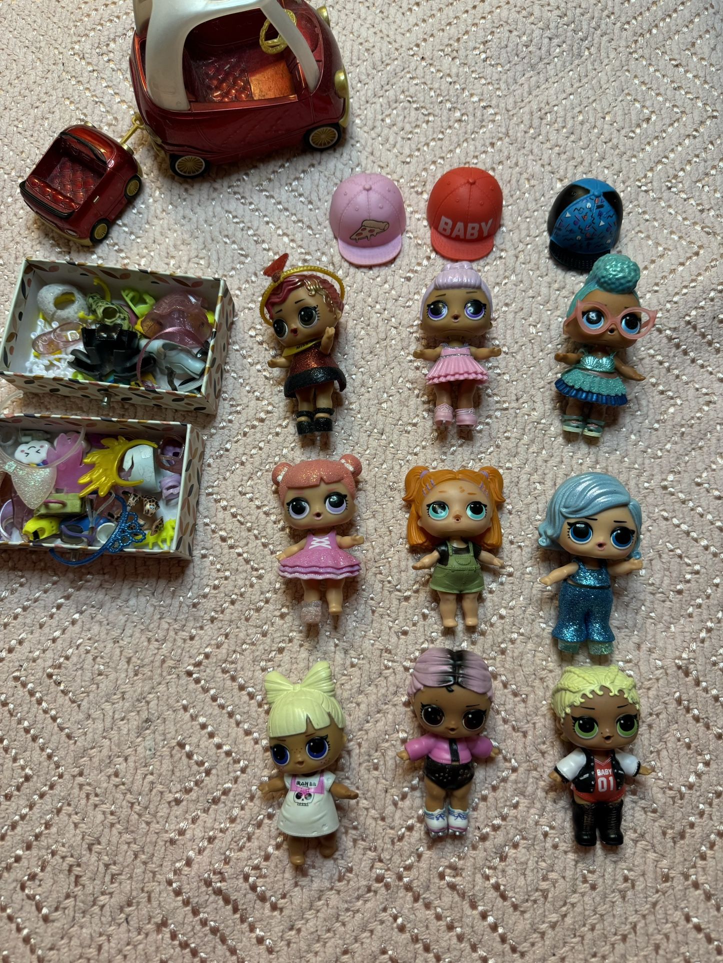LOL Mini Dolls - Sold As Set Of 9 Plus Cars And Accessories -Great Holiday Gift!
