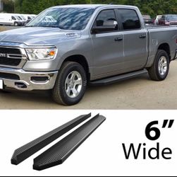 19-26 DODGE RAM 1500 CREW CAB RUNNING BOARDS FLAT STYLE 6” IN BLACK