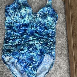 Croft and Barrow one piece swimsuit Size 18 Blue Tye Dye Women