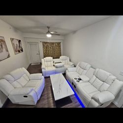 White reclining set, brand new in box, same day delivery