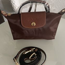 Longchamp Le Pliage Tote Crossbody Bag Brown Xs Small