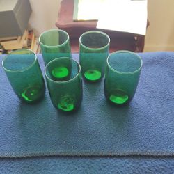 Vintage Anchor Hocking Emerald/Forest Green Drink Glasses