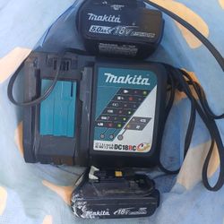 18v Makita Charger With 5.0ah & 2.0ah Batteries 