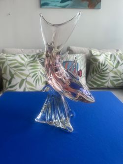 Murano glass from Italy in the shape of a shark 11”