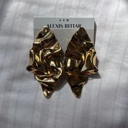 Alexis Bittar Crumpled Large Post 14k Gold Earrings 