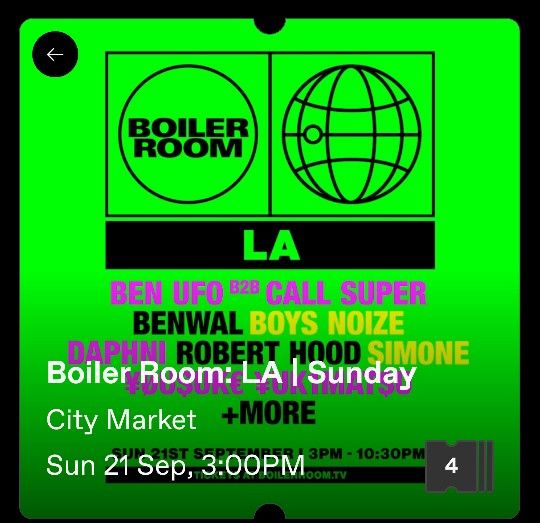 Boiler Room yusuke yoshimatsu 2 Tickets For Sale $75 Each