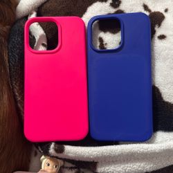 Pink & Blue Silicone iPhone 15 pro max cases
