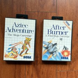 SEGA MASTER SYSTEM - After Burner and Aztec Adventure - Game Lot of 2