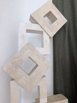 6.5 Ft Tall Travertine Sculpture , Tessellated Stone Sculpture