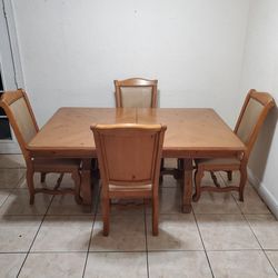 Solid Wood Leather 4 Chair Dining Set Comedor